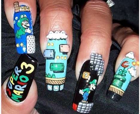 60 Nifty Nail Designs - From Bottled Megastar Manicures to Video Game Nail Varnishes (CLUSTER)